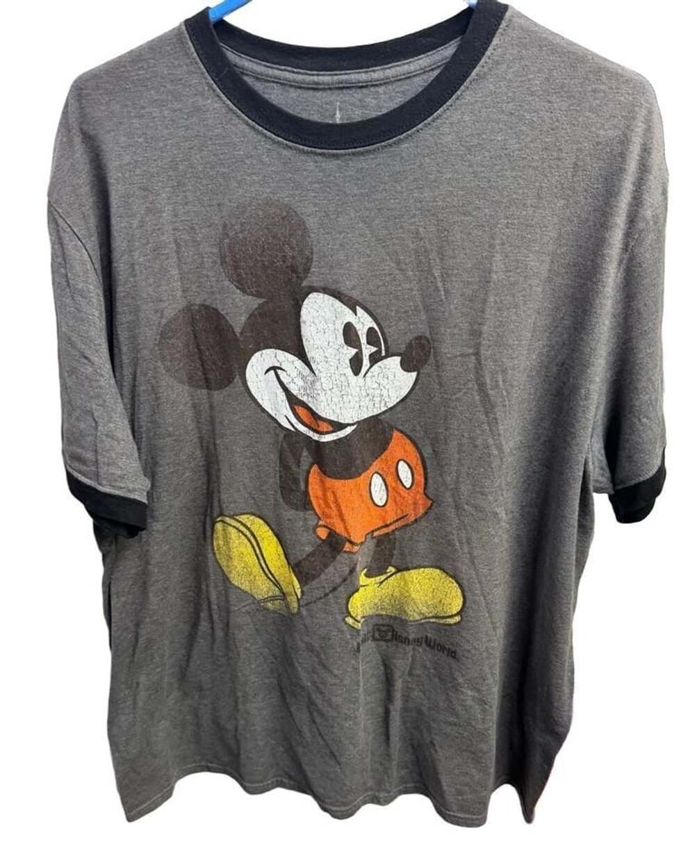 Disney Parks Mickey Mouse Ringer T-Shirt Size XL Gray